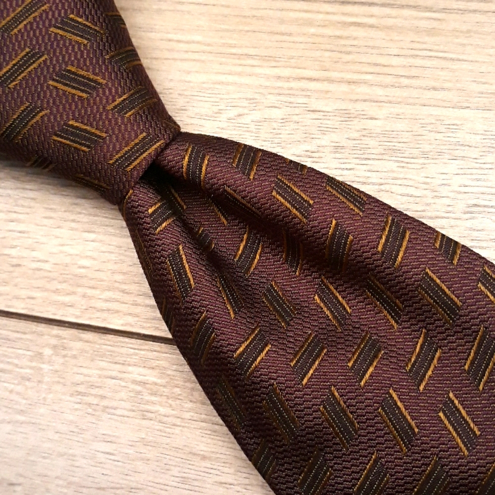 LUCIANO BARBERA Dark Purple Abstract Silk‎ Tie NEW